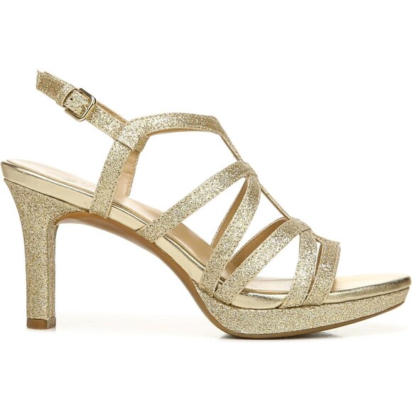 Naturalizer Women Gold Synthetic Open Rounded Toe Slingback Baylor Sandal - Picture 6 of 9